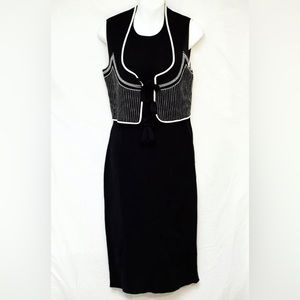 Givenchy Viscose Black Dress with Embroidered Cardigan